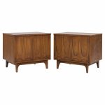 Broyhill Brasilia Mid Century Walnut Commode Nightstands - Pair | Mid Century Modern Furniture - Mid Century Furniture Chicago Broyhill Brasilia Mid Century Walnut Commode Nightstands - Pair
