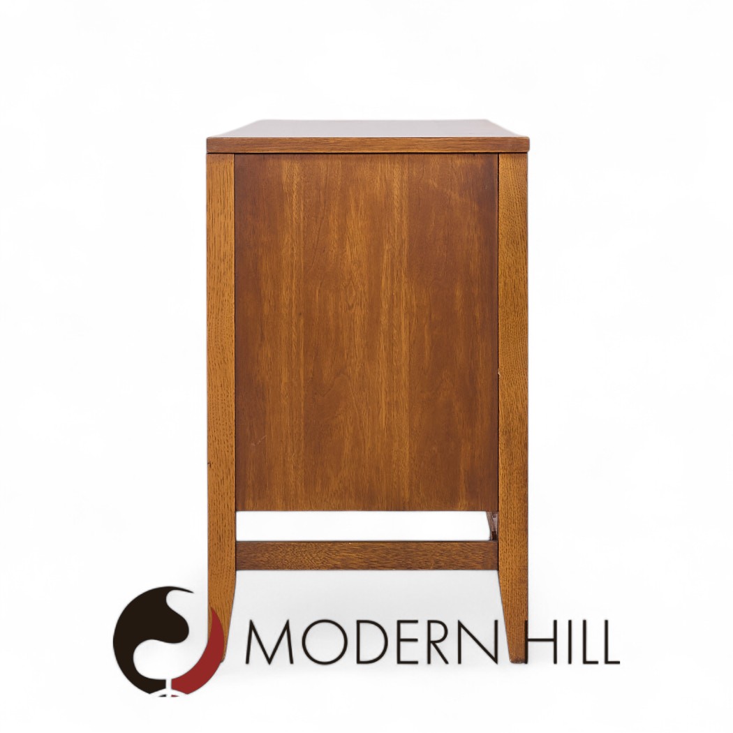 Broyhill Brasilia Mid Century Walnut and Brass Credenza and Hutch