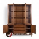 Broyhill Brasilia Mid Century Walnut and Brass Credenza and Hutch