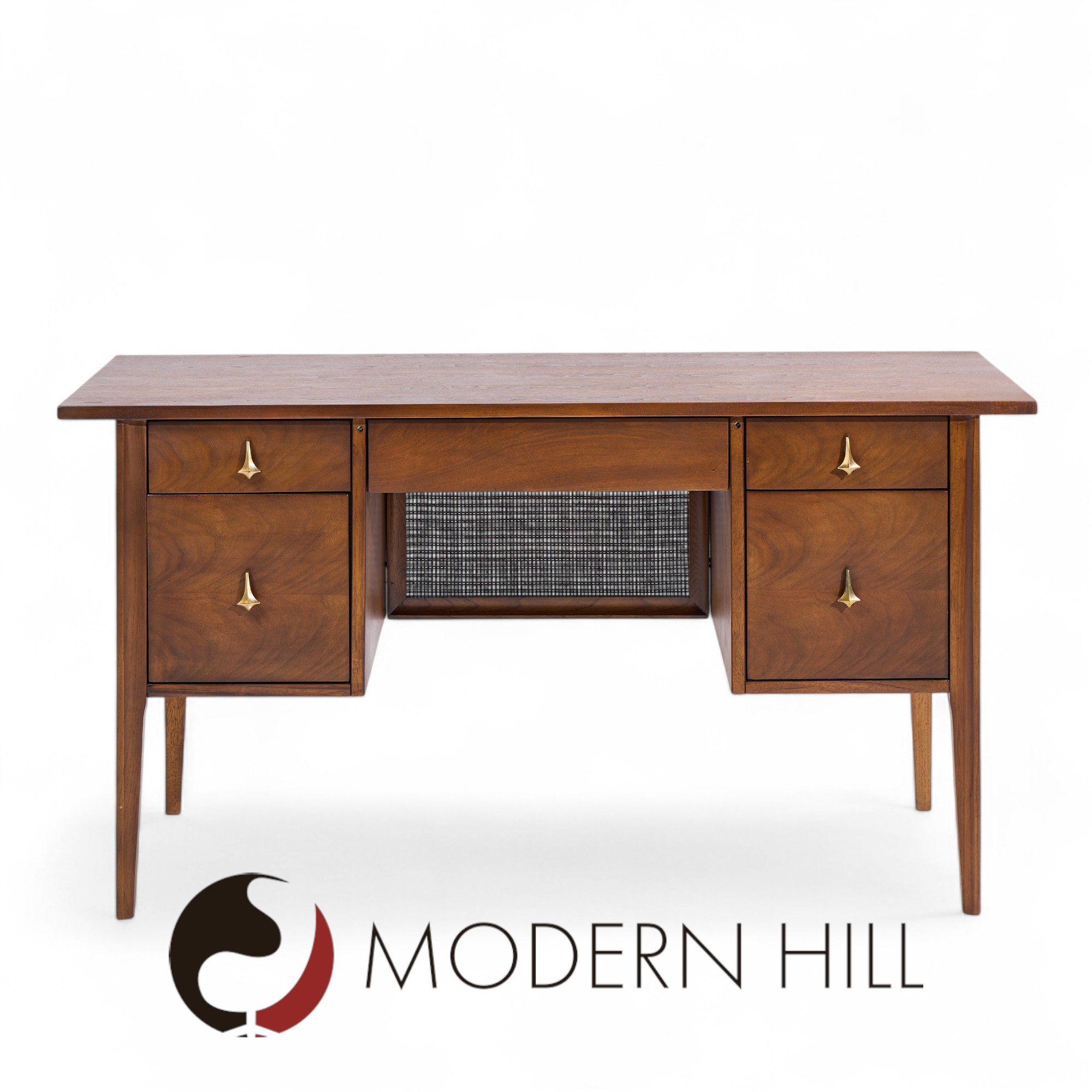 Broyhill Brasilia Mid Century Walnut and Brass Desk