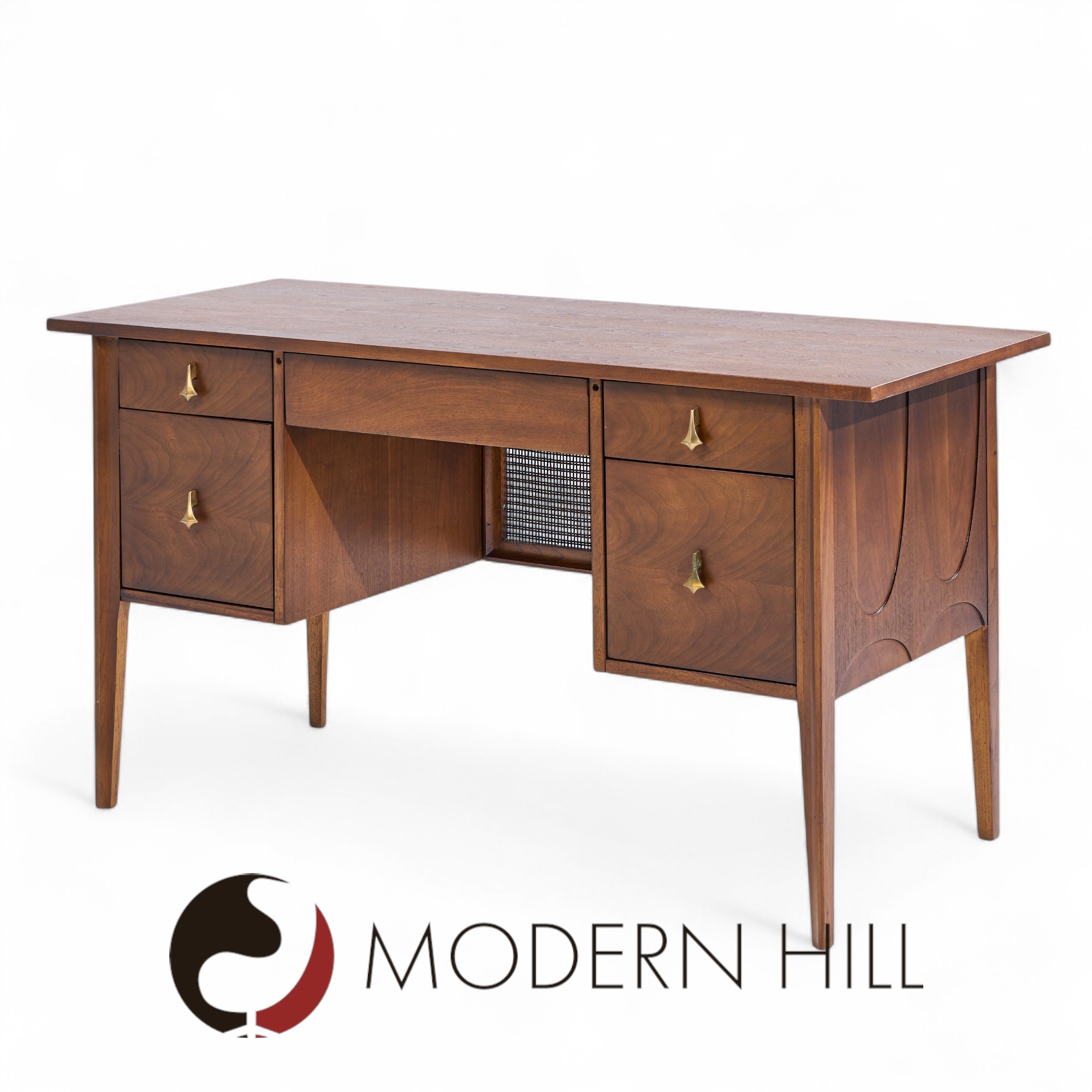 Broyhill Brasilia Mid Century Walnut and Brass Desk