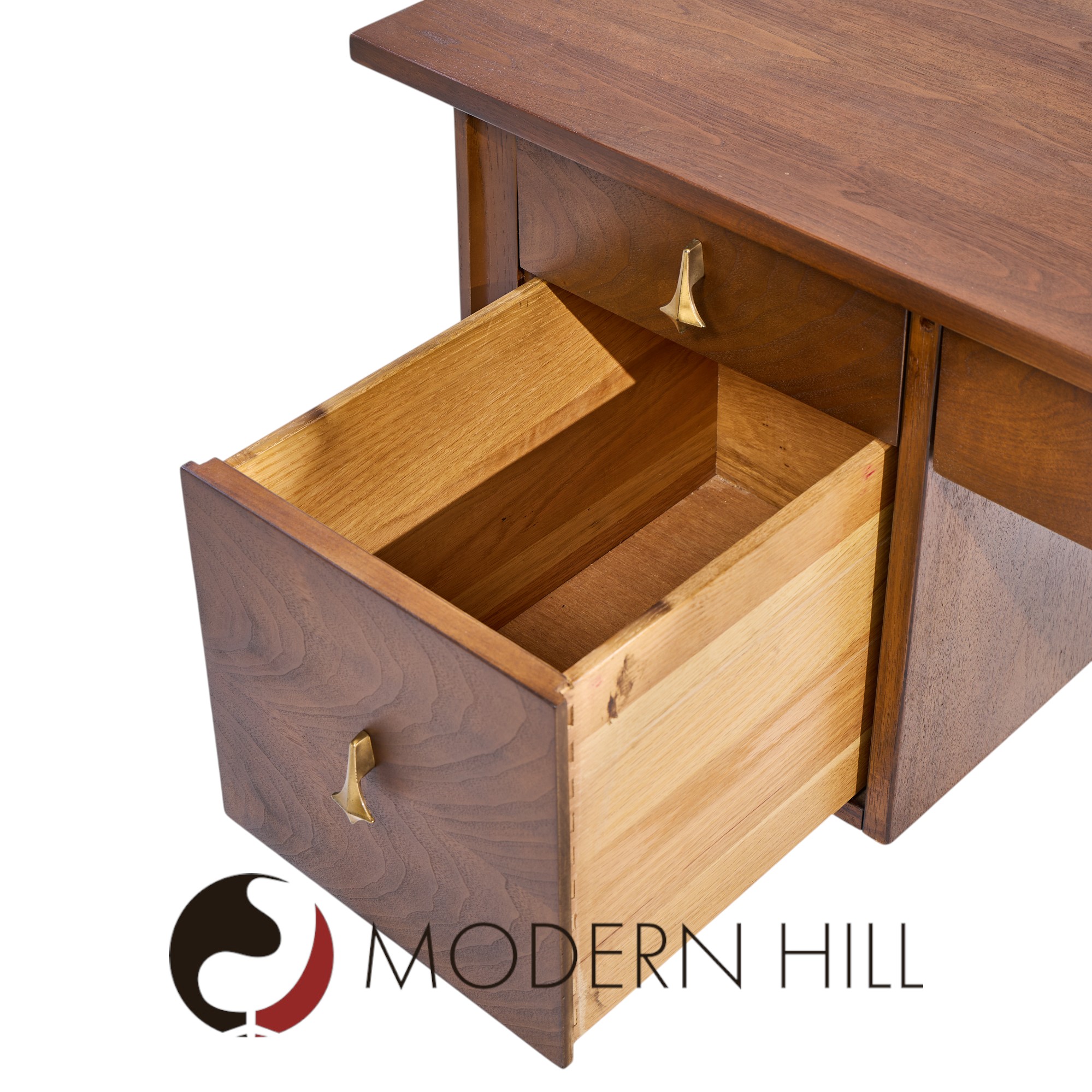 Broyhill Brasilia Mid Century Walnut and Brass Desk