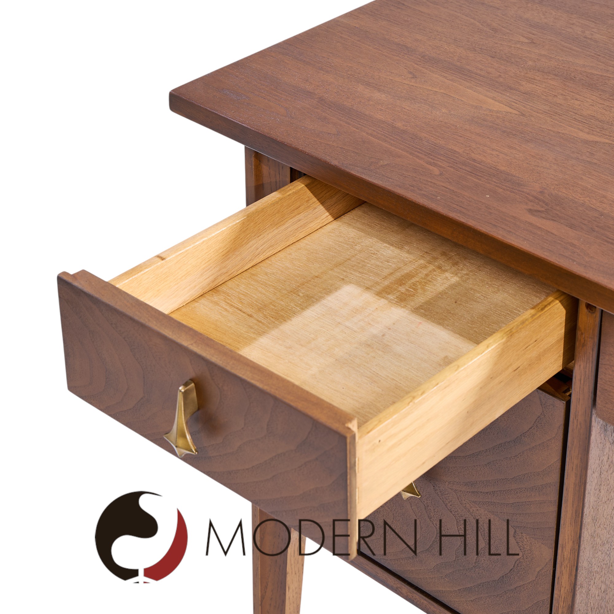 Broyhill Brasilia Mid Century Walnut and Brass Desk
