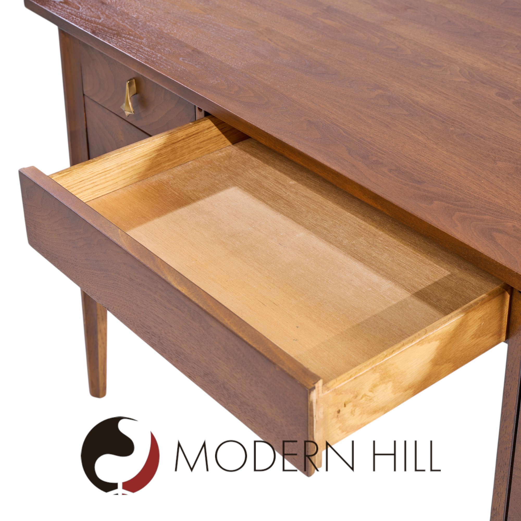 Broyhill Brasilia Mid Century Walnut and Brass Desk