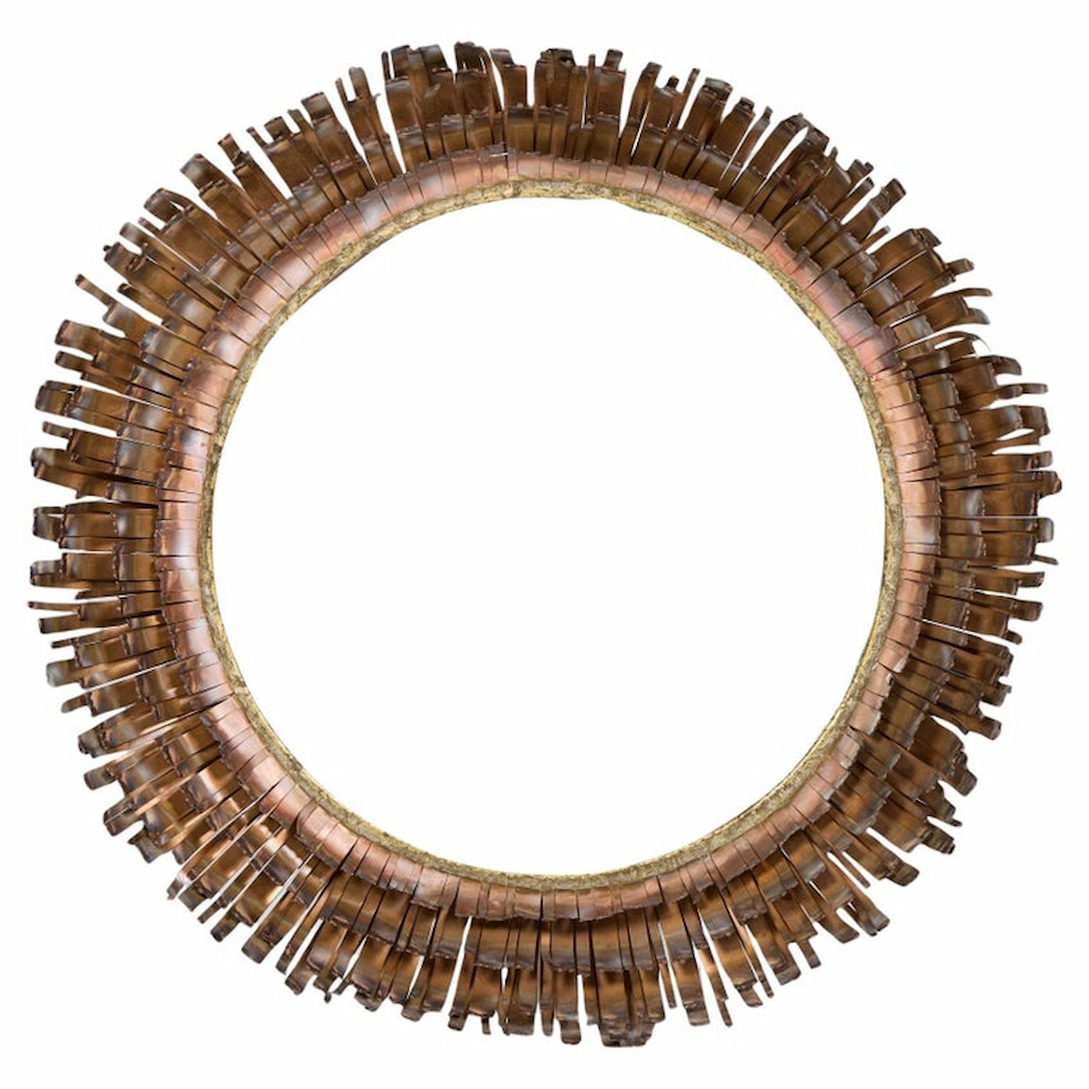 Curtis Jere Mid Century Brutalist Copper and Brass Eyelash Mirror