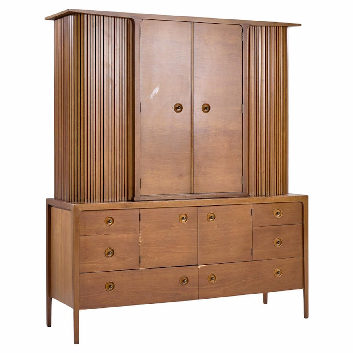 Drexel Counterpoint Mid Century Tambour Door Credenza and Hutch