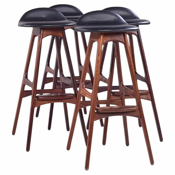 Erik Buch for Oddense Møbler Od-61 Mid Century Danish Rosewood Bar Stools - Set of 4