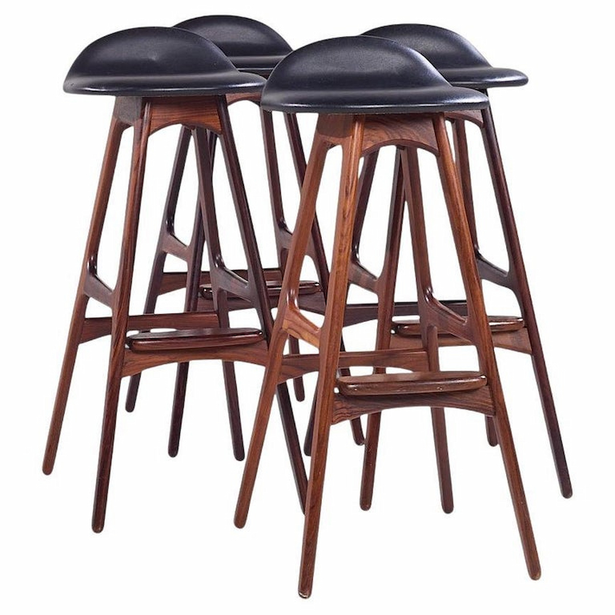 Erik Buch for Oddense Møbler Od-61 Mid Century Danish Rosewood Bar Stools - Set of 4