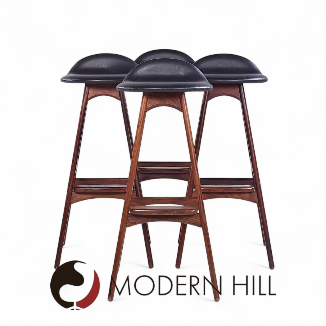 Erik Buch for Oddense Møbler Od-61 Mid Century Danish Rosewood Bar Stools - Set of 4