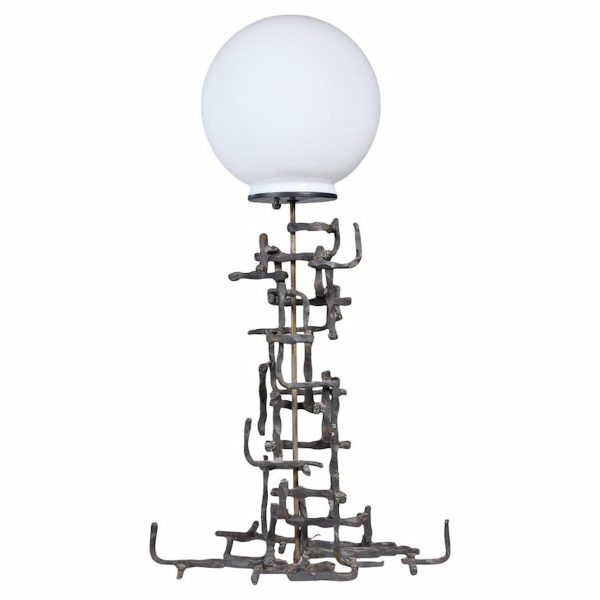 fantoni brutalist mid century iron lamp