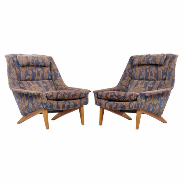 Folke Ohlsson for Dux Mid Century Swedish Teak Lounge Chairs - Pair