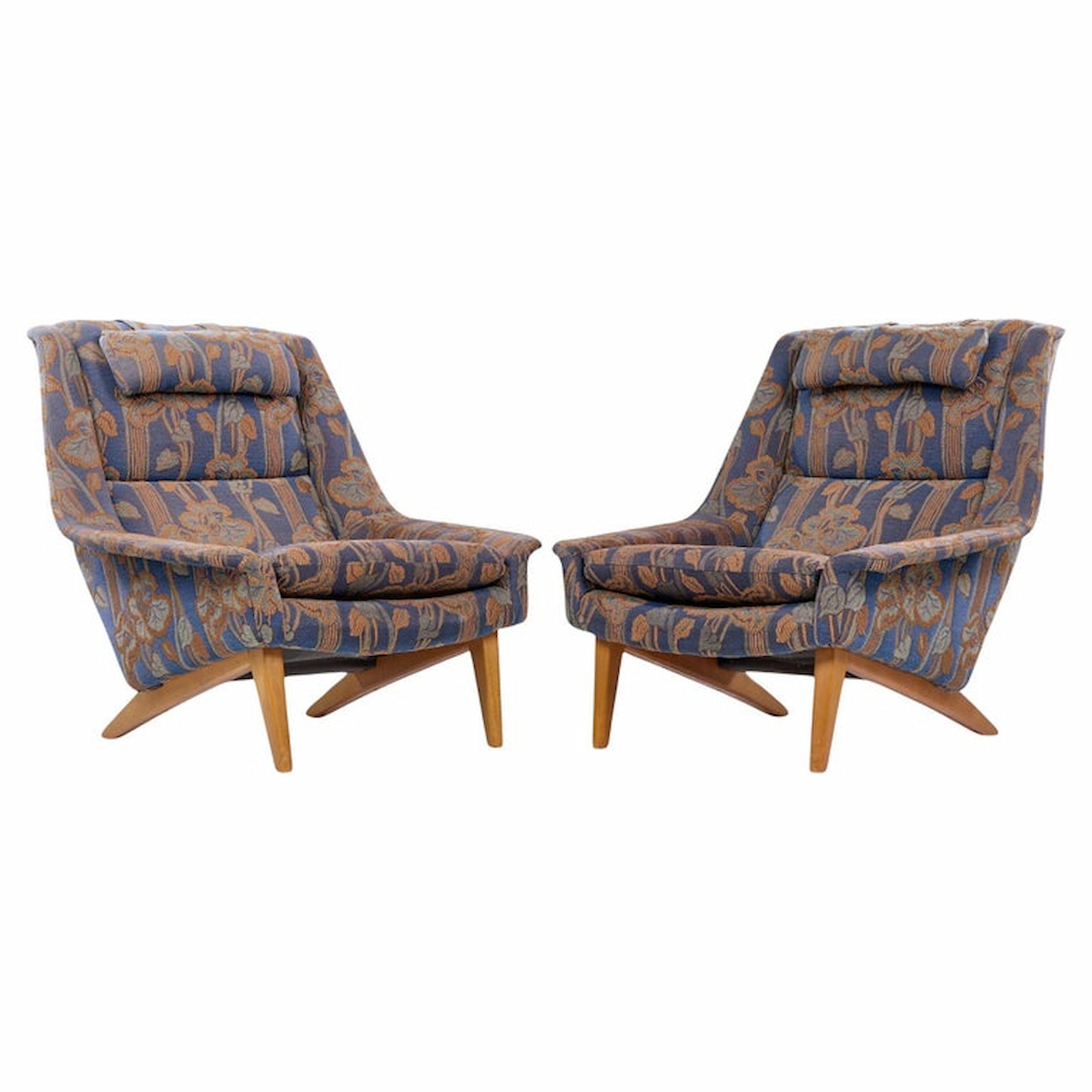 Folke Ohlsson for Dux Mid Century Swedish Teak Lounge Chairs - Pair