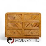 Gabriella Crespi Style Split Reed Bamboo 6 Drawer Lowboy Dresser | Mid Century Modern Furniture - Mid Century Furniture Chicago Gabriella Crespi Style Split Reed Bamboo 6 Drawer Lowboy Dresser