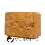 Gabriella Crespi Style Split Reed Bamboo 6 Drawer Lowboy Dresser | Mid Century Modern Furniture - Mid Century Furniture Chicago Gabriella Crespi Style Split Reed Bamboo 6 Drawer Lowboy Dresser