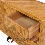 Gabriella Crespi Style Split Reed Bamboo 6 Drawer Lowboy Dresser | Mid Century Modern Furniture - Mid Century Furniture Chicago Gabriella Crespi Style Split Reed Bamboo 6 Drawer Lowboy Dresser