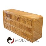 Gabriella Crespi Style Split Reed Bamboo 9 Drawer Lowboy Dresser | Mid Century Modern Furniture - Mid Century Furniture Chicago Gabriella Crespi Style Split Reed Bamboo 9 Drawer Lowboy Dresser