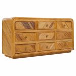 Gabriella Crespi Style Split Reed Bamboo 9 Drawer Lowboy Dresser | Mid Century Modern Furniture - Mid Century Furniture Chicago Gabriella Crespi Style Split Reed Bamboo 9 Drawer Lowboy Dresser