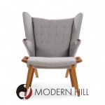 Hans Wegner for Ap Stolen Ap19 Mid Century Papa Bear Chair and Ottoman