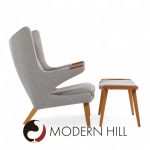 Hans Wegner for Ap Stolen Ap19 Mid Century Papa Bear Chair and Ottoman