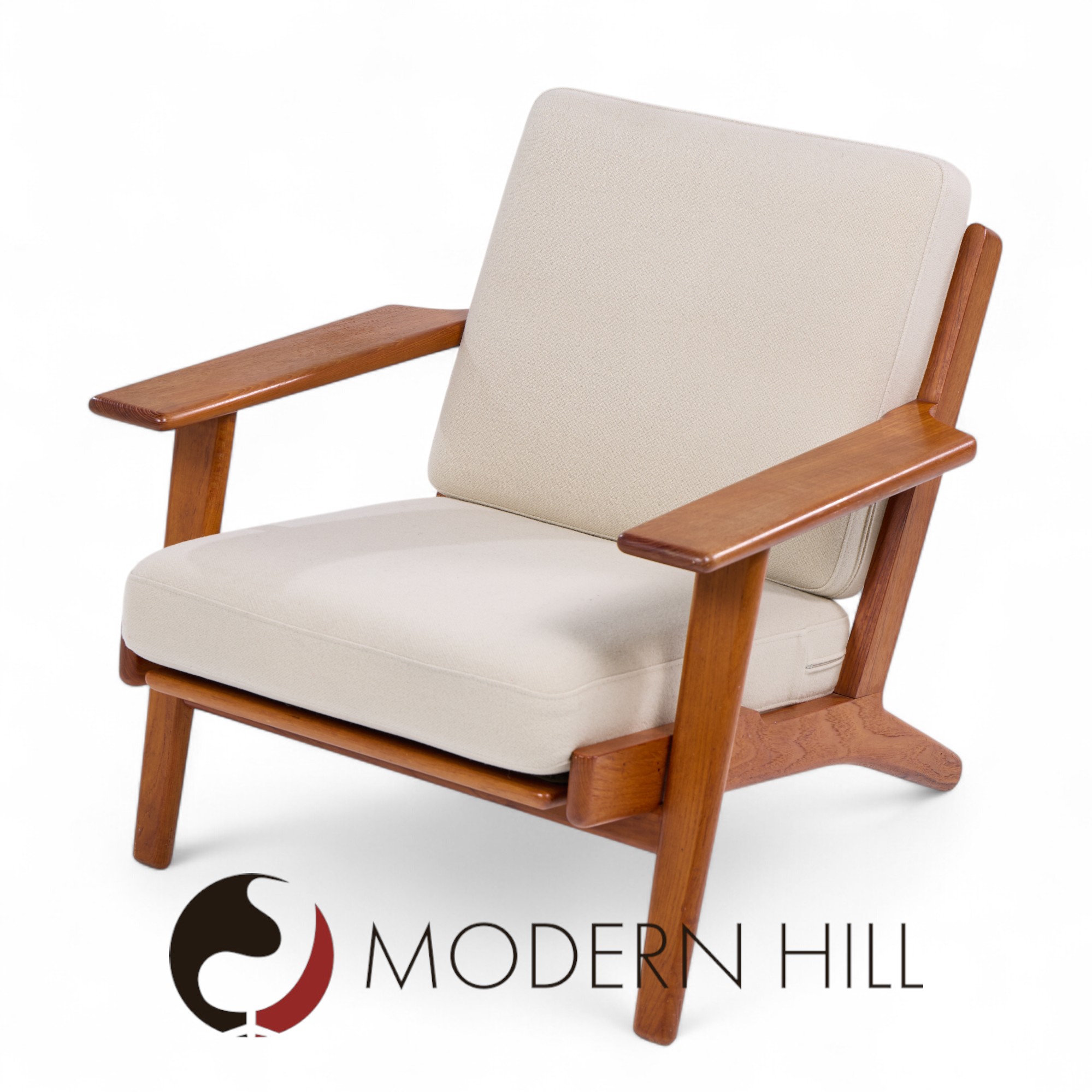 Hans Wegner for Getama Ge-290 Mid Century Danish Teak Low Back Lounge Chairs - Pair