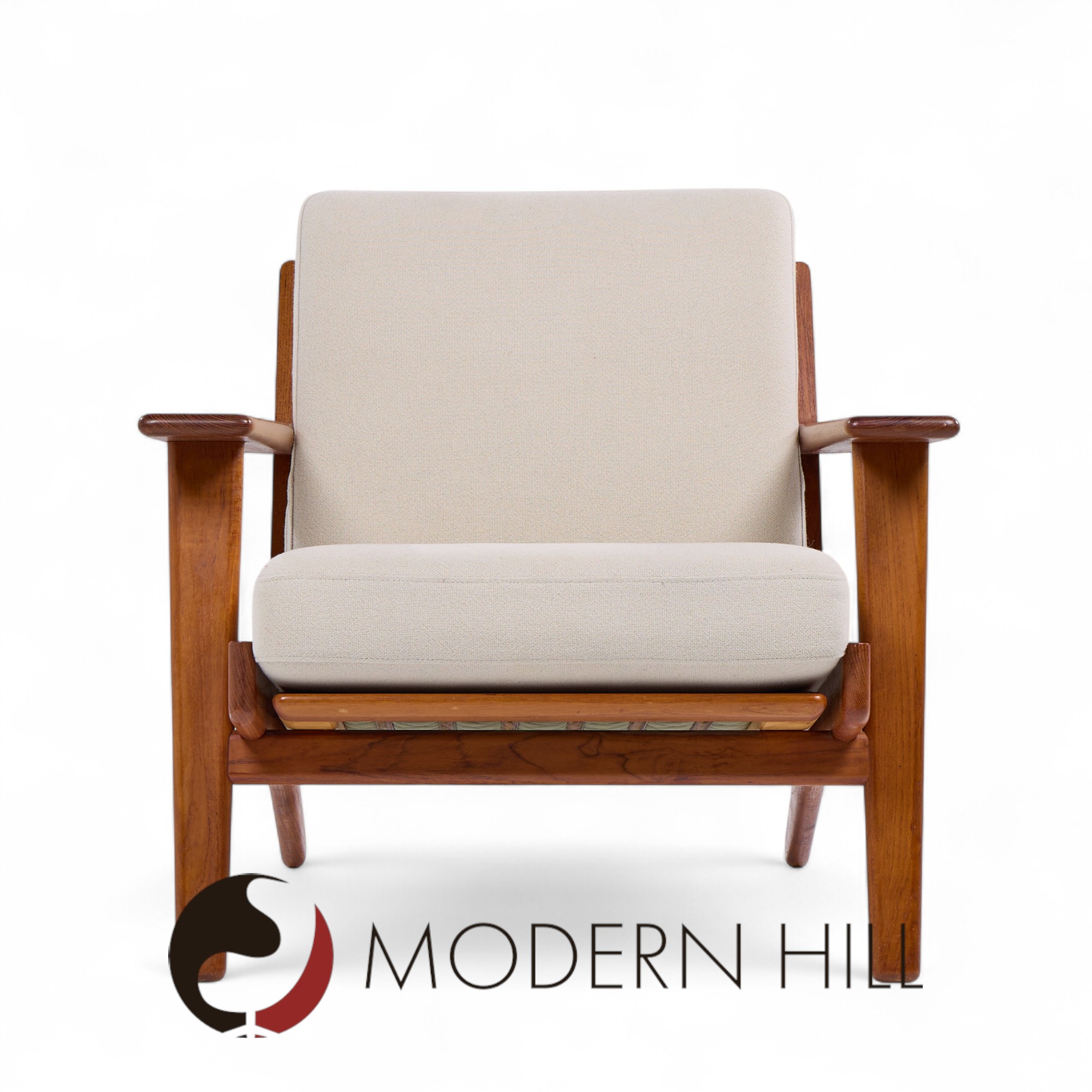 Hans Wegner for Getama Ge-290 Mid Century Danish Teak Low Back Lounge Chairs - Pair