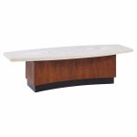 Harvey Probber Mid Century Travertine and Walnut Coffee Table