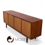 Jack Cartwright for Founders Mid Century Walnut and Cane Front Credenza | Mid Century Modern Furniture - Mid Century Furniture Chicago Jack Cartwright for Founders Mid Century Walnut and Cane Front Credenza