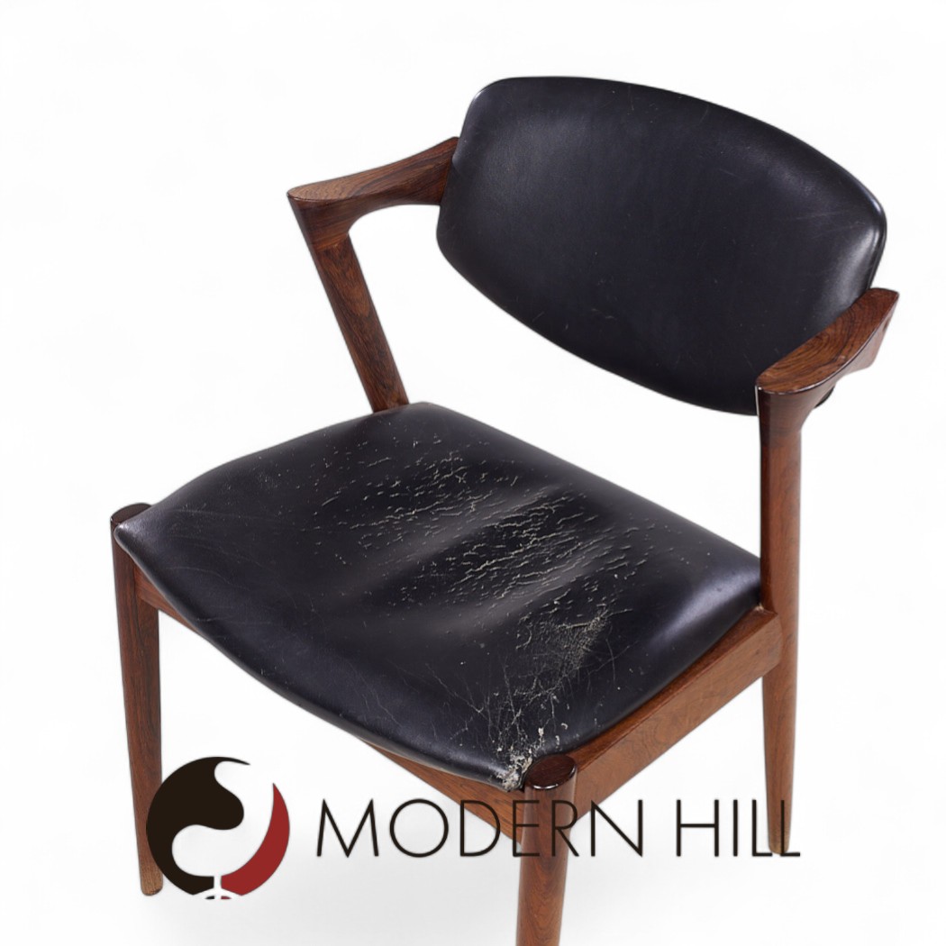 Kai Kristiansen Model 42 Mid Century Danish Rosewood Dining Chairs - Pair