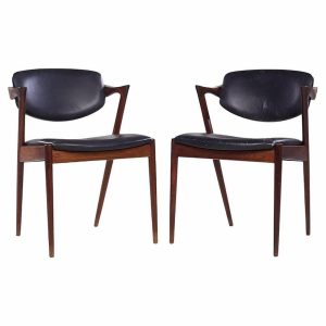 kai kristiansen model 42 mid century danish rosewood dining chairs - pair