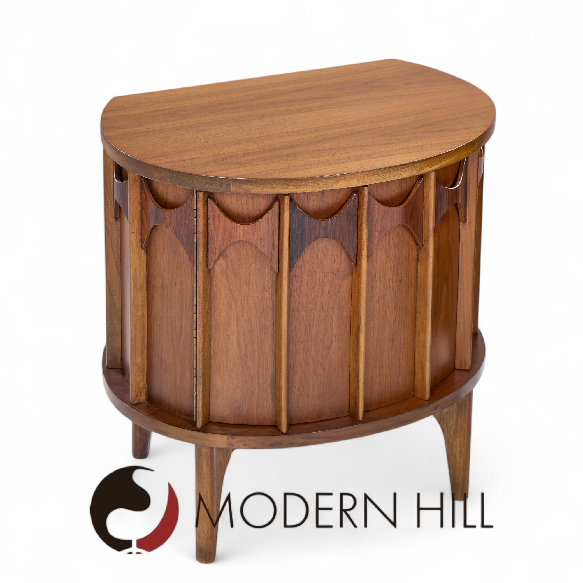 Kent Coffey Perspecta Mid Century Walnut and Rosewood Top Nightstands - Pair