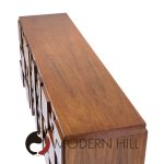 Lane Staccato Brutalist Mid Century Walnut Lowboy Dresser