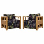 Mcguire Style Mid Century Rattan Club Lounge Chairs - Pair | Mid Century Modern Furniture - Mid Century Furniture Chicago Mcguire Style Mid Century Rattan Club Lounge Chairs - Pair