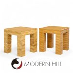 Mcguire Style Mid Century Rattan Side Tables - Pair | Mid Century Modern Furniture - Mid Century Furniture Chicago Mcguire Style Mid Century Rattan Side Tables - Pair