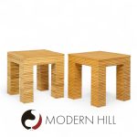 Mcguire Style Mid Century Rattan Side Tables - Pair | Mid Century Modern Furniture - Mid Century Furniture Chicago Mcguire Style Mid Century Rattan Side Tables - Pair