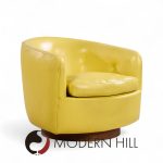 Milo Baughman for Thayer Coggin Roxy Mid Century Walnut Swivel Tilt Lounge Chairs - Pair