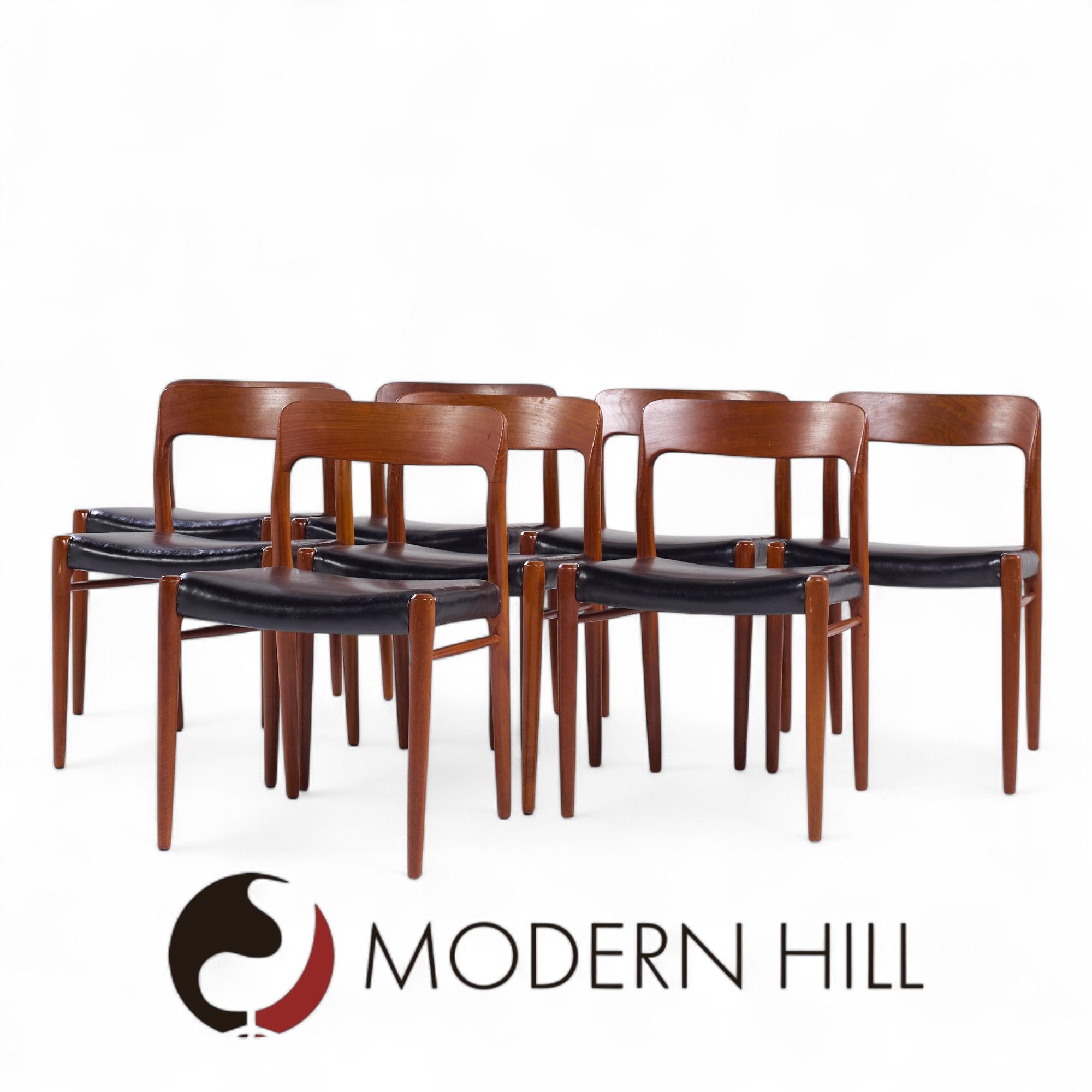 Niels Moller Model 75 Mid Century Danish Teak Dining Chairs - Set of 8