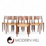 Niels Moller Model 78 Mid Century Danish Teak and Rope Dining Chairs - Set of 8