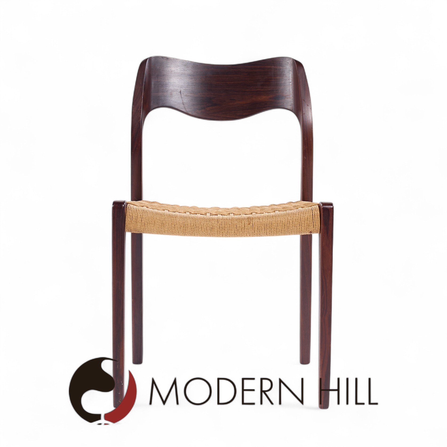 Niels Moller Model Mid Century Danish Rosewood and Cord Dining Chair