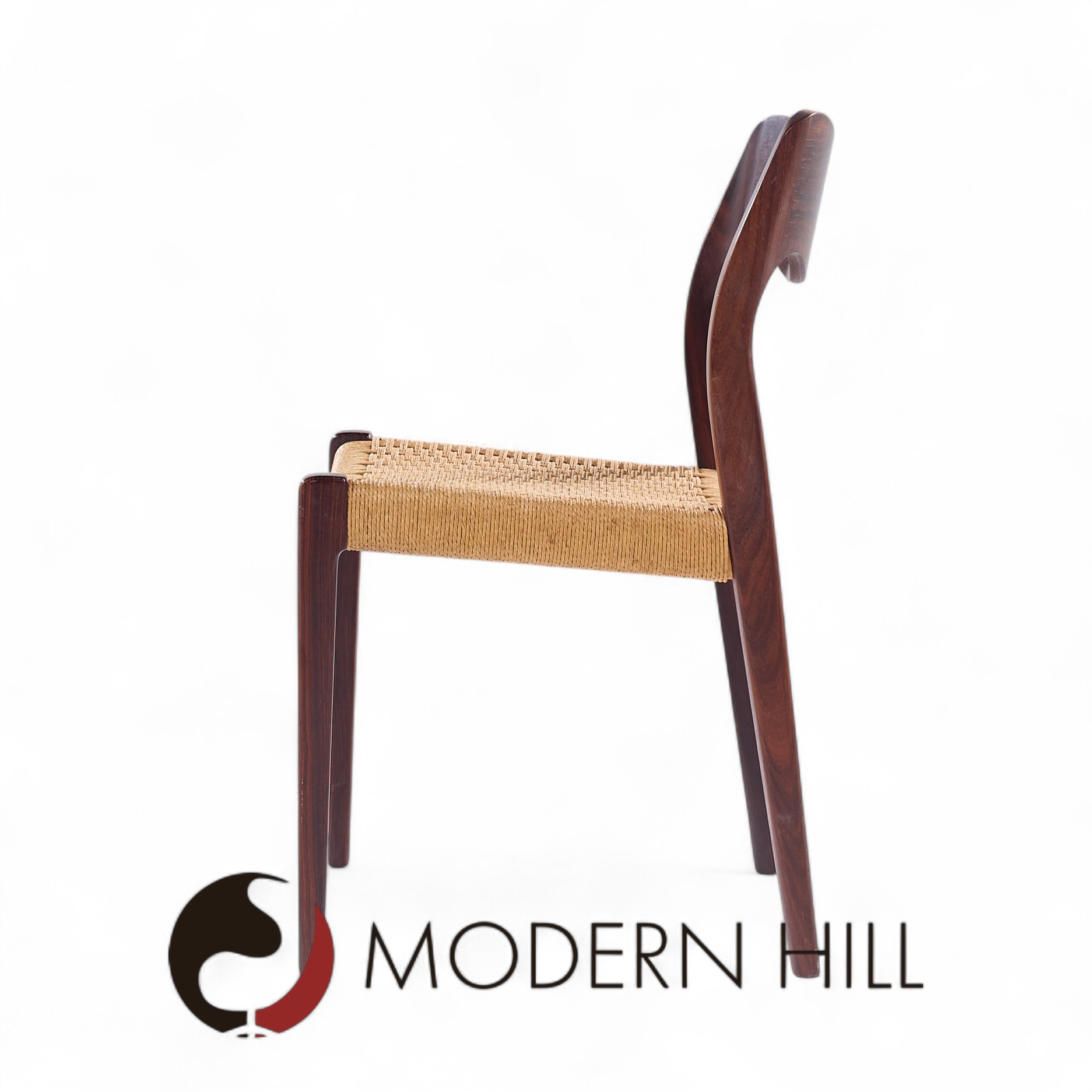 Niels Moller Model Mid Century Danish Rosewood and Cord Dining Chair