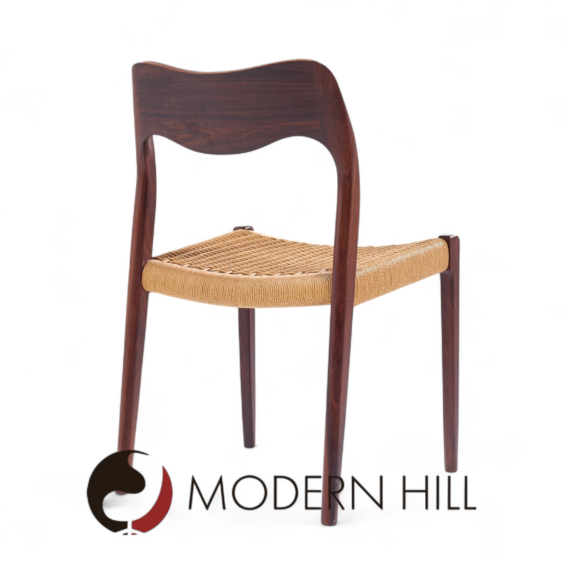 Niels Moller Model Mid Century Danish Rosewood and Cord Dining Chair