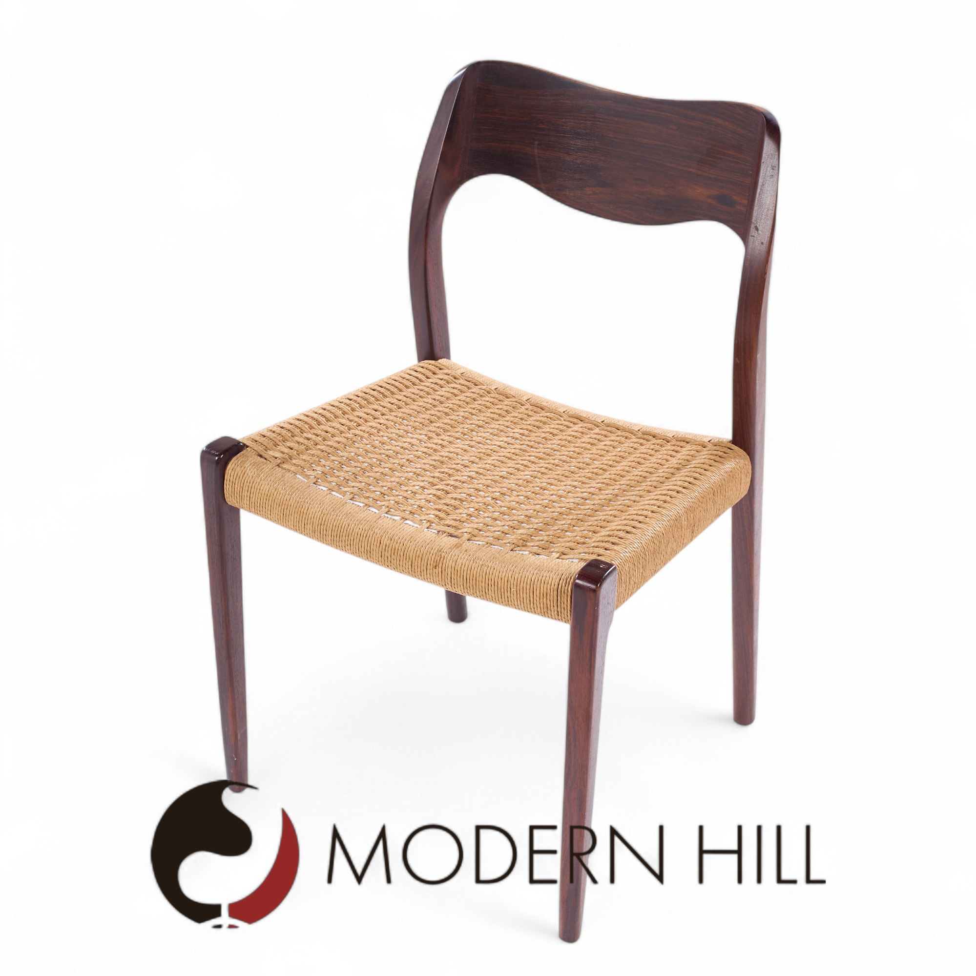 Niels Moller Model Mid Century Danish Rosewood and Cord Dining Chair