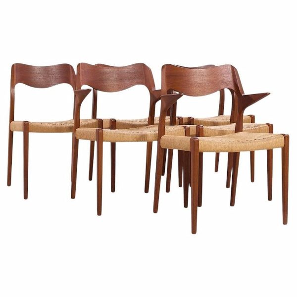 Niels Moller Model 55 and 71 Mid Century Danish and Rope Dining Chairs - Set of 6