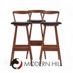 Rosengren Hansen for Brande Møbelfabrik Mid Century Teak Bar Stools - Set of 3 | Mid Century Modern Furniture - Mid Century Furniture Chicago Rosengren Hansen for Brande Møbelfabrik Mid Century Teak Bar Stools - Set of 3