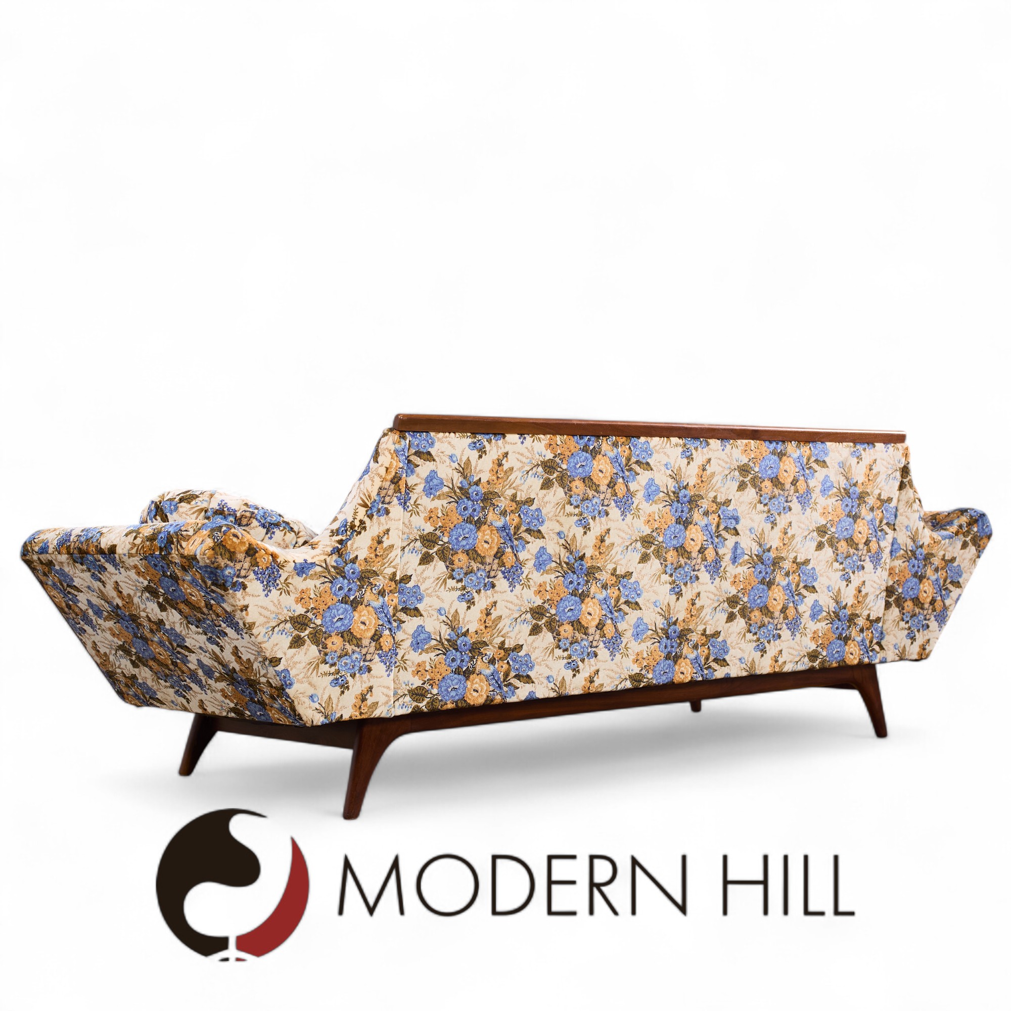 Adrian Pearsall Style Rowe Mid Century Walnut Gondola Sofa
