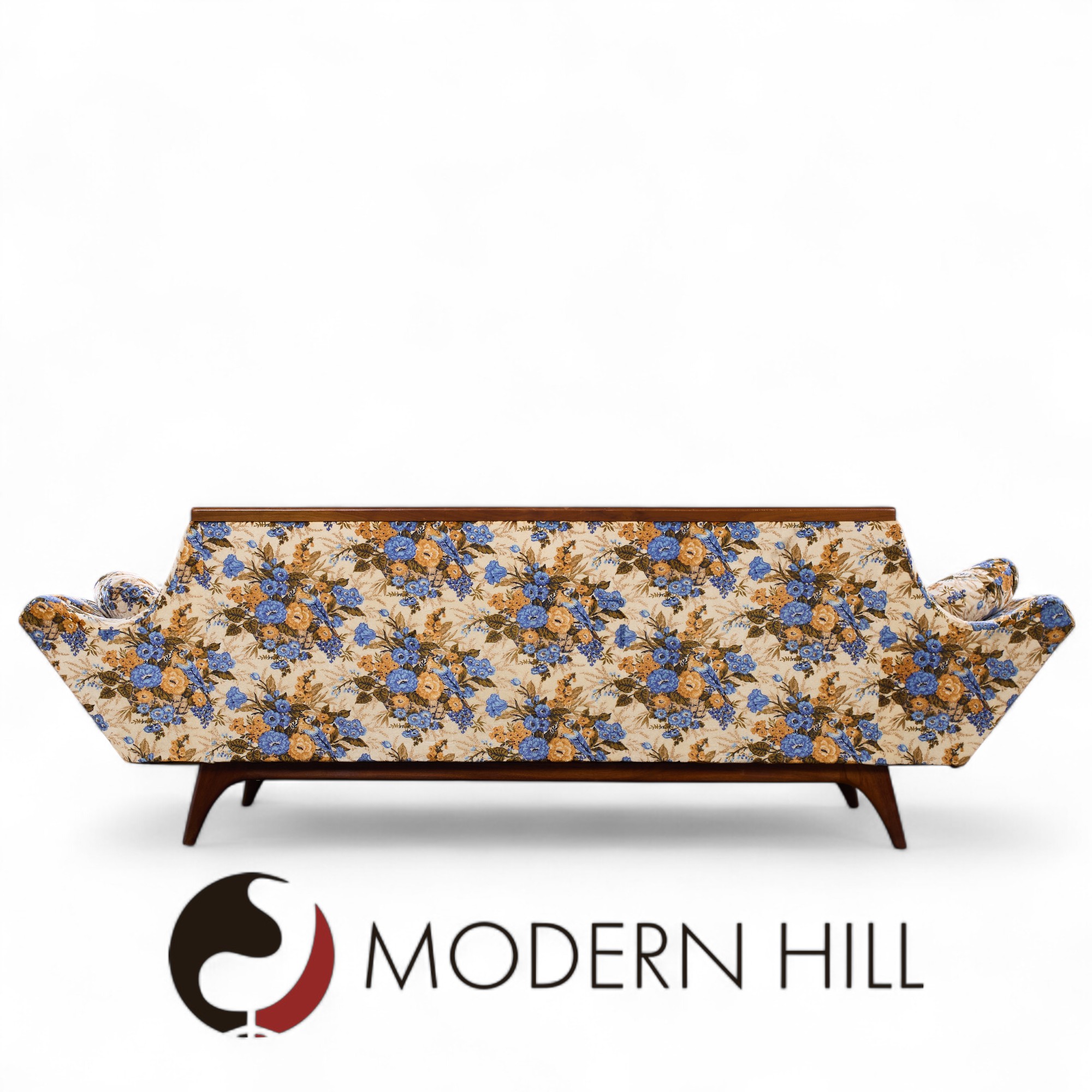 Adrian Pearsall Style Rowe Mid Century Walnut Gondola Sofa