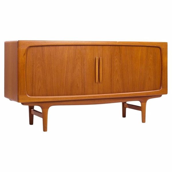 Silkeborg Møbler Mid Century Danish Teak Tambour Door Credenza