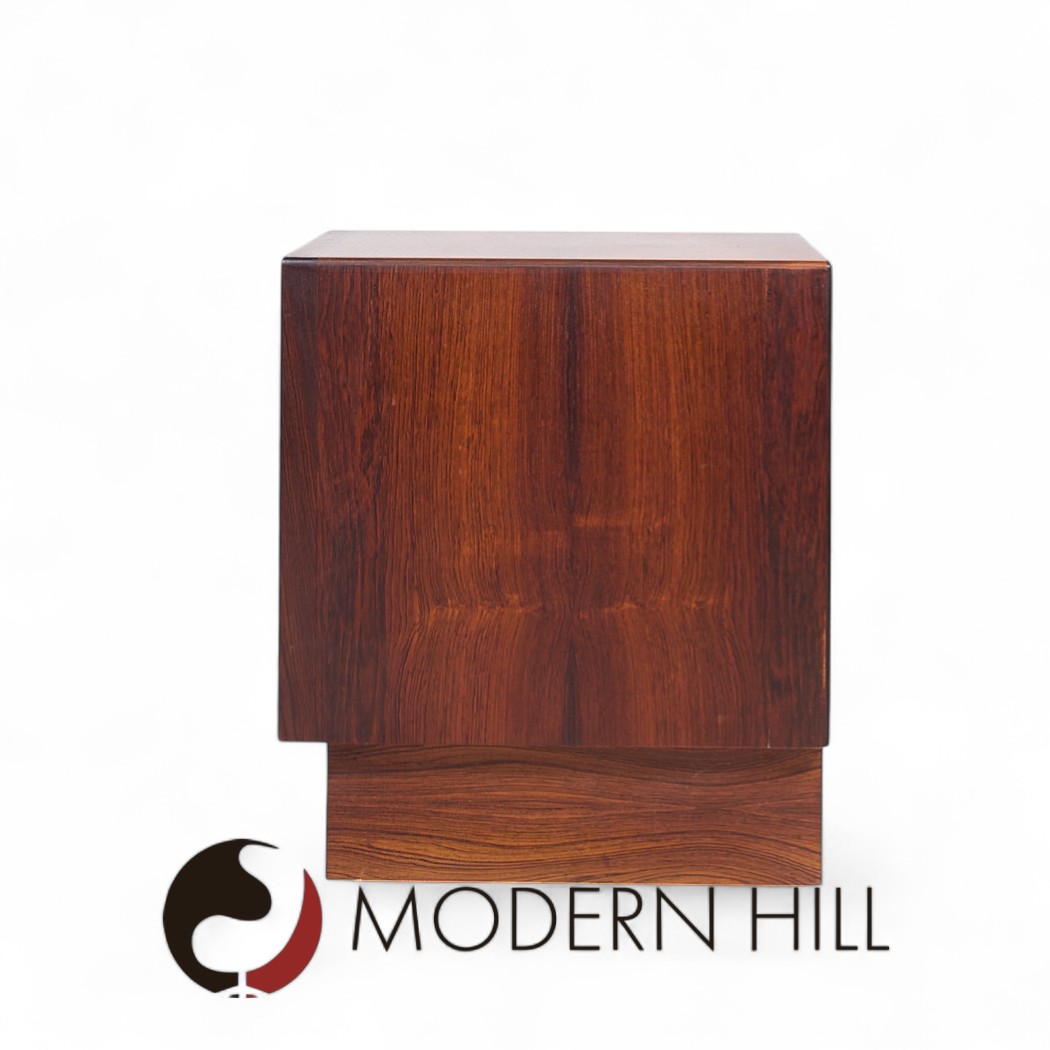 Svend Madsen Mid Century Danish Rosewood Tambour Door Nightstands - Pair