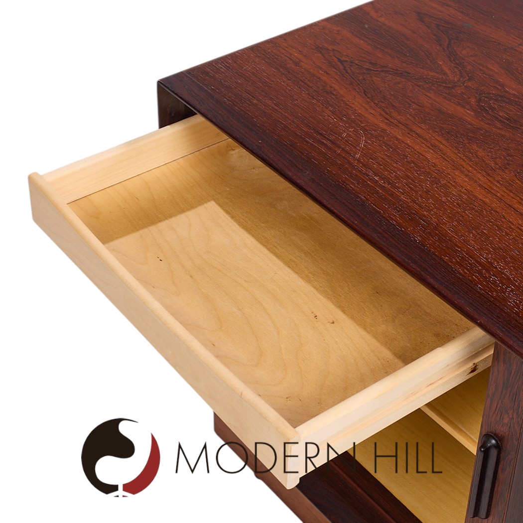 Svend Madsen Mid Century Danish Rosewood Tambour Door Nightstands - Pair