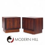 Svend Madsen Mid Century Danish Rosewood Tambour Door Nightstands - Pair