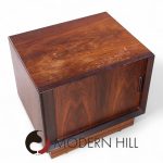 Svend Madsen Mid Century Danish Rosewood Tambour Door Nightstands - Pair